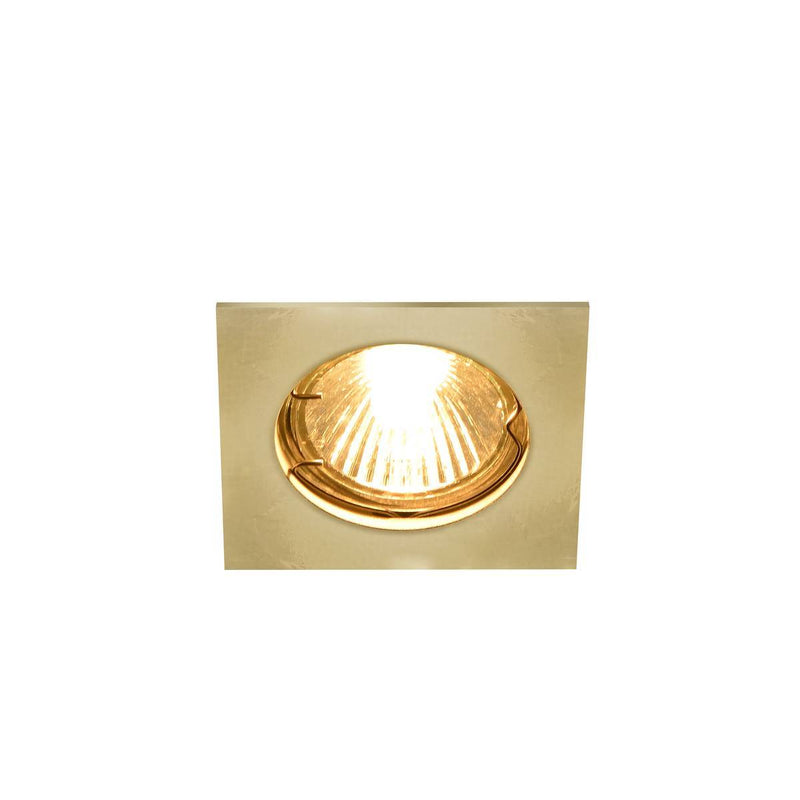 PIKA QPAR51, square, indoor recessed ceiling light, brass, fixed, max. 50W