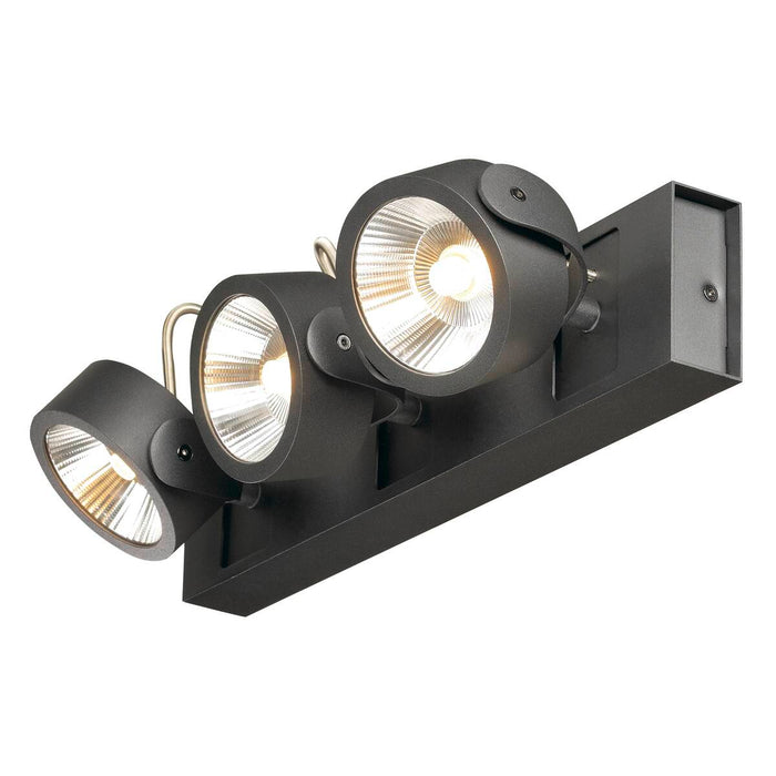 KALU, wall and ceiling light,  three-headed, LED, 3000K, black, 60°