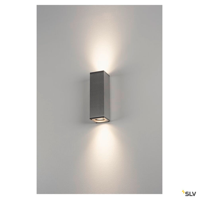 THEO UP/DOWN, QPAR51, wall light, brushed aluminium, max. 2x50W