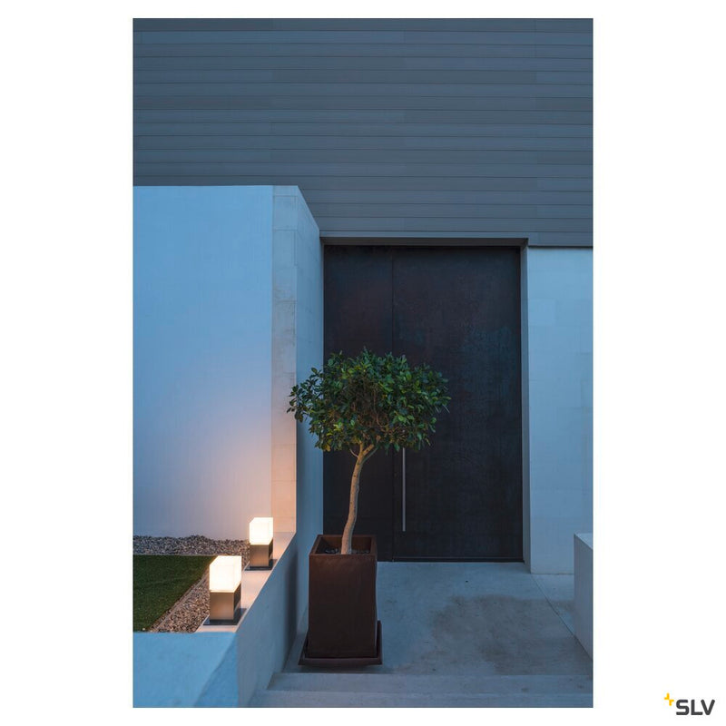 SQUARE POLE 30, E27, outdoor floor stand, stainless steel 304, max. 20W, IP44
