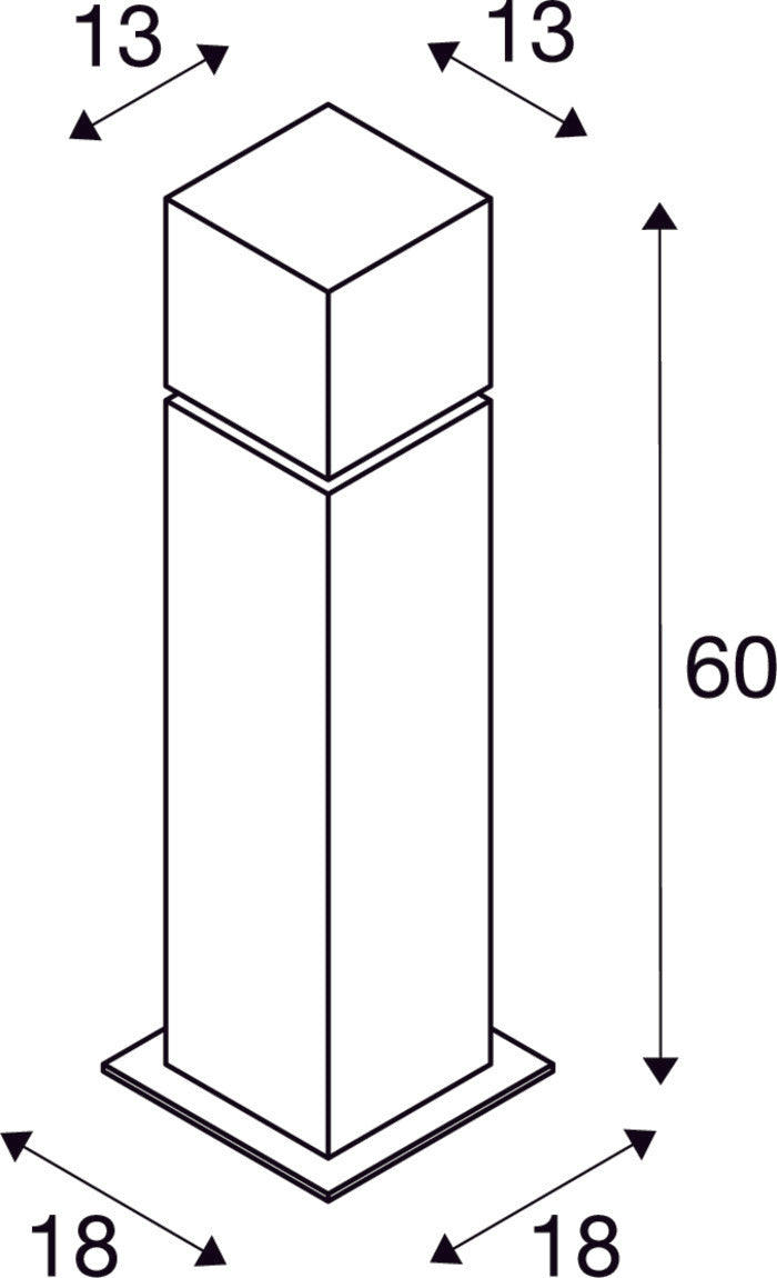 SQUARE POLE 60, E27, outdoor floor stand, stainless steel 304, max. 20W, IP44