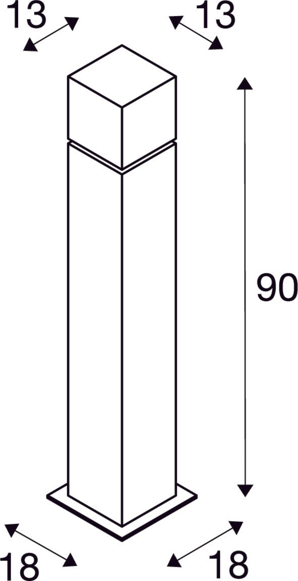 SQUARE POLE 90, E27, outdoor floor stand, stainless steel 304, max. 20W, IP44