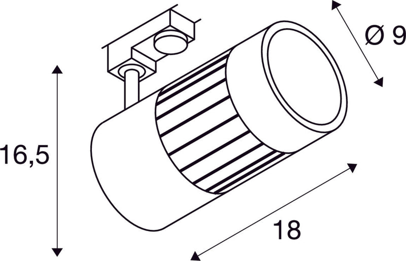 STRUCTEC, zooming lens spot for 3-circuit high-voltage track, LED, 3000K, black, 20-60°, incl. 3-circuit adapter