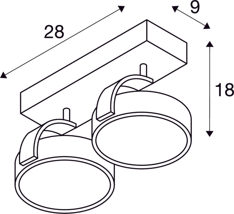 KALU, wall and ceiling light, QPAR111, double-headed, black, max. 75W