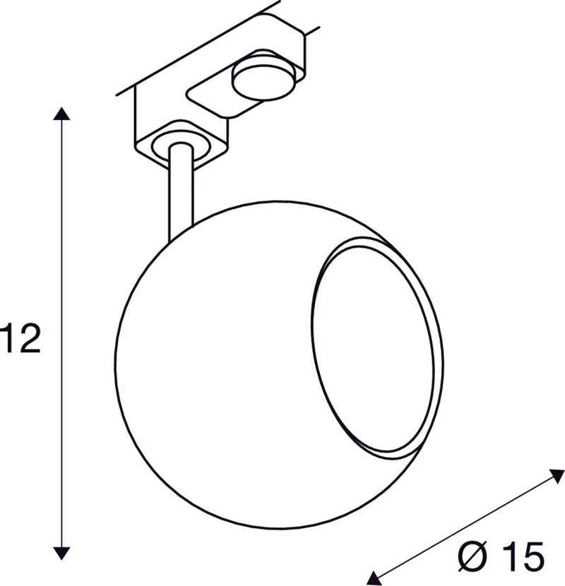 LIGHT EYE 150, spot for 3-circuit high-voltage track, QPAR111, black/chrome, max. 75W, incl. 3-circuit adapter