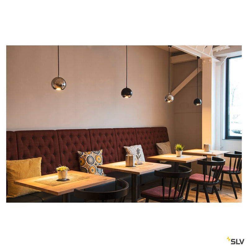 LIGHT EYE, pendant for high-voltage 3-phase track, QPAR111, chrome, max. 75W, incl. 3-phase adapter