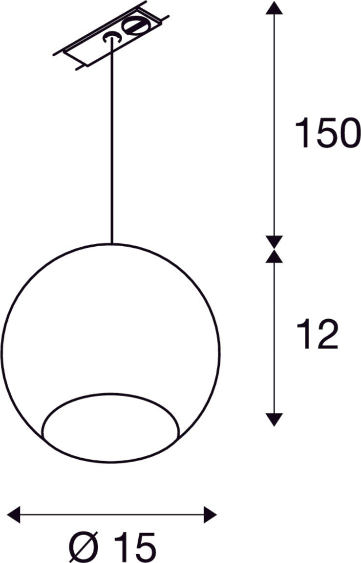 LIGHT EYE 150, pendant for 1-circuit high-voltage track, QPAR111, black/chrome, max. 75W, incl. 1-circuit adapter
