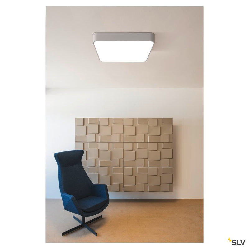 MEDO 60, ceiling light, LED, 3000K, square, silver-grey, 1-10V
