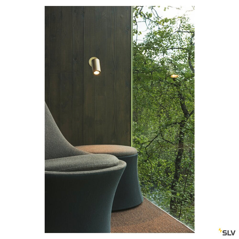 ENOLA_B, wall light, QPAR51, with switch, brass, max. 50W
