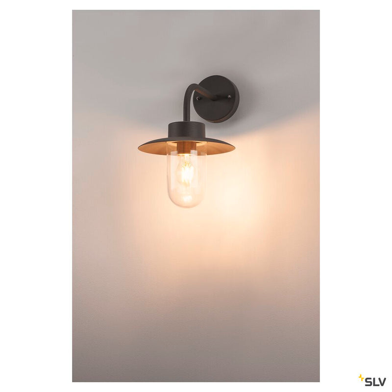 MOLAT, outdoor wall light, E27, anthracite, max. 60W, IP44