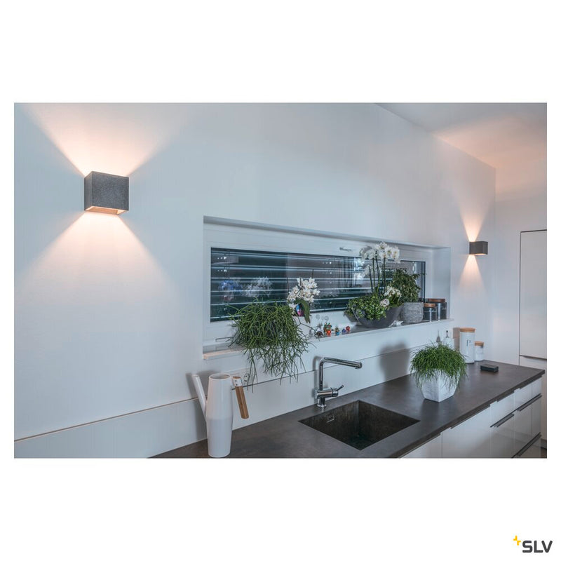 SOLID CUBE, wall light, QT14, black sandstone, max. 25W