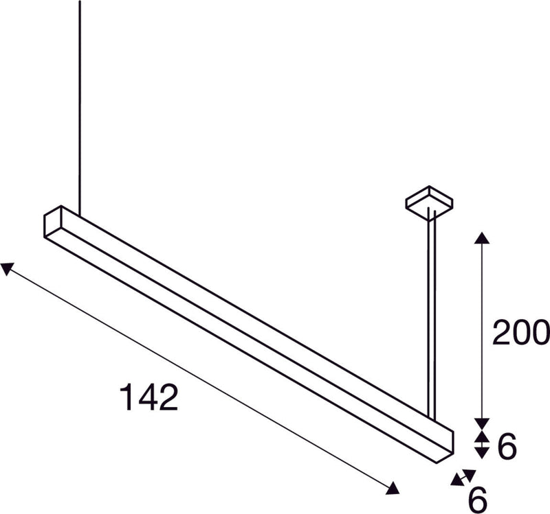Q-LINE DALI SINGLE LED, pendant, dimmable, 1500mm, black