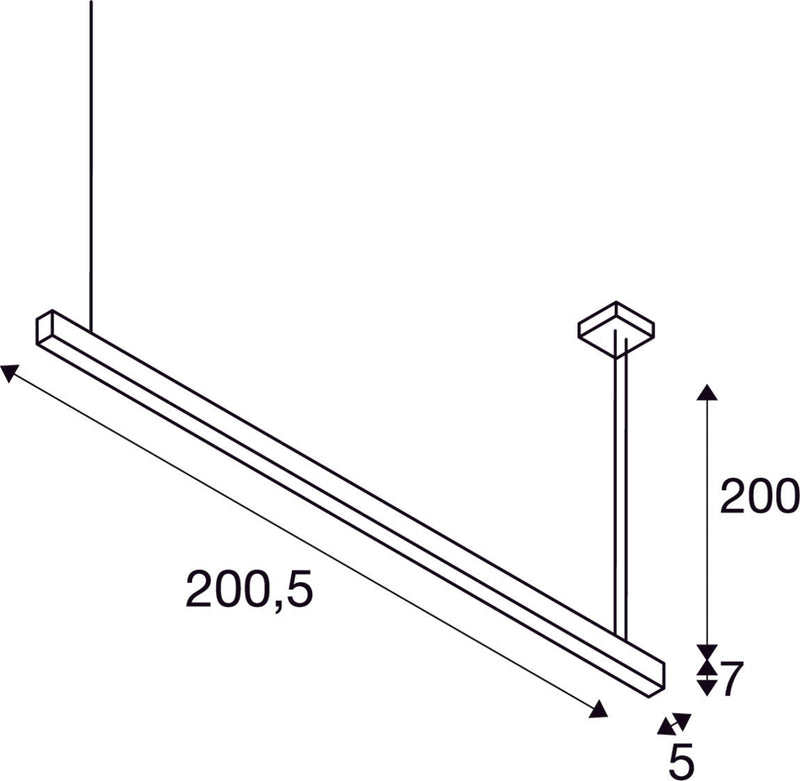 GLENOS, profile pendant light, LED, 4000K, black, 2 m, 85W