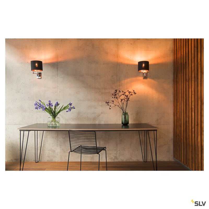 FENDA Base, WL, Indoor surface-mounted wall light, E27, max. 40W, chrome