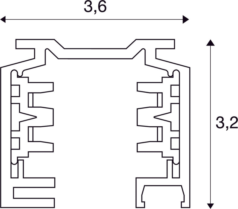 EUTRAC 3-PHASE SURFACE-MOUNTED TRACK, high-voltage track, white, 2 m
