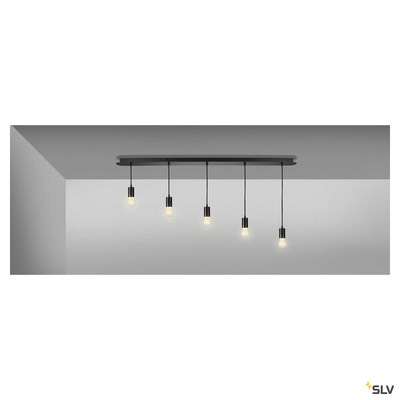 FITU five-way ceiling plate, long, black