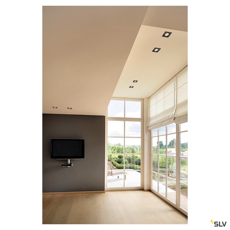 PATTA-I, LED outdoor recessed ceiling light, angular DL IP65 black 1800-3000K