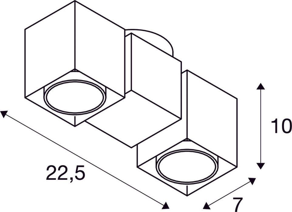 ALTRA DICE CL, Indoor surface-mounted wall and ceiling light, double, QPAR51, black