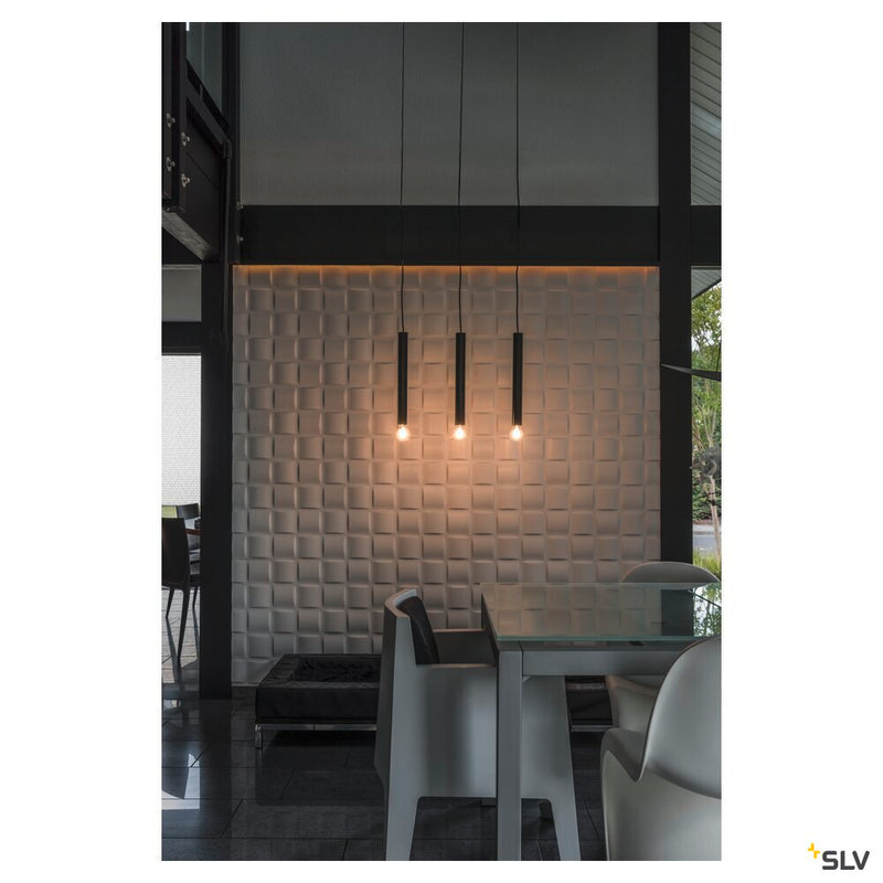 FITU PD E27 indoor pendant, black, 5m cable with open cable end