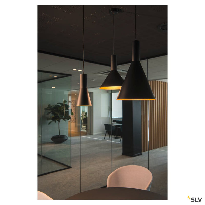 PHELIA 275 E27, Indoor pendant, black/gold
