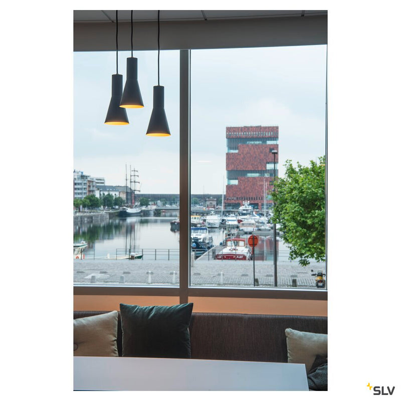 PHELIA 130 E27, Indoor pendant, black/gold