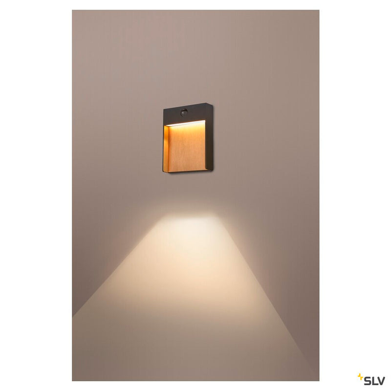 FLATT SENSOR, Outdoor LED surface-mounted wall light, 3000K, IP65, anthracite/brown