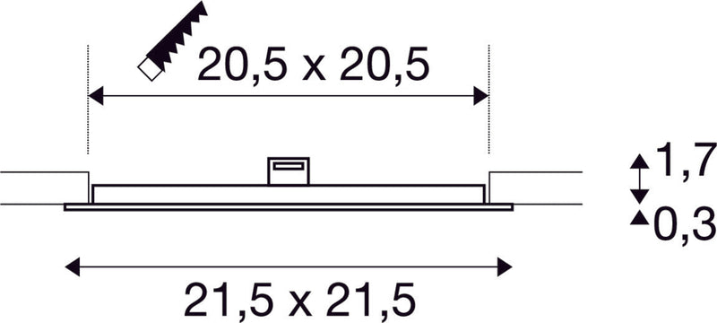 SENSER 24, Indoor LED recessed ceiling light square white 3000K