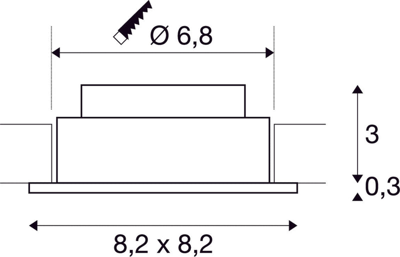 NEW TRIA 68 I CS, Indoor LED recessed ceiling light alu square 2700K 38° incl. driver clip springs