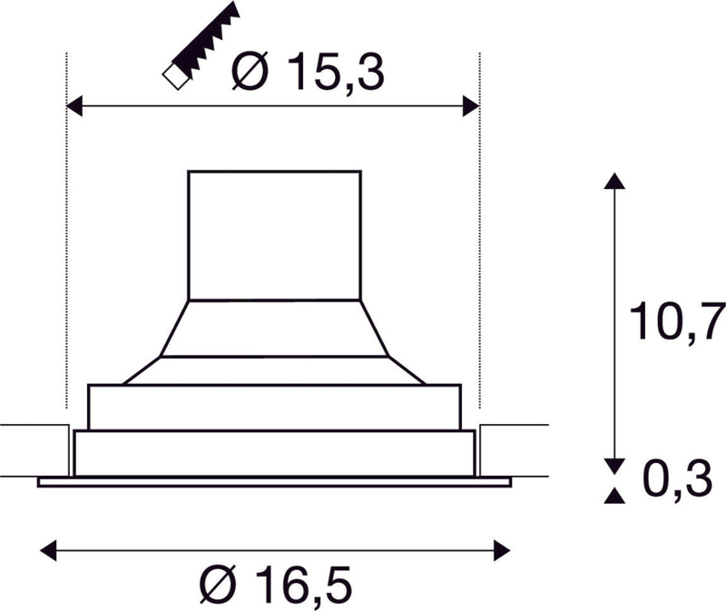 SUPROS, Indoor LED recessed ceiling light black round 3000K 60° CRI90 2600lm