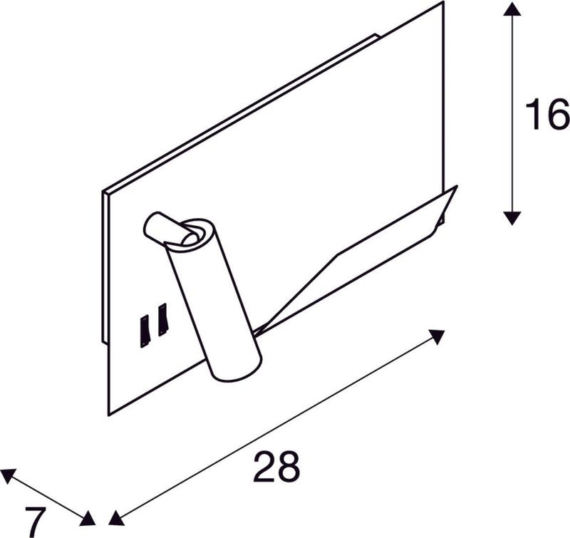 SOMNILA SPOT, indoor LED surface-mounted wall light 3000K black version left incl. USB connection
