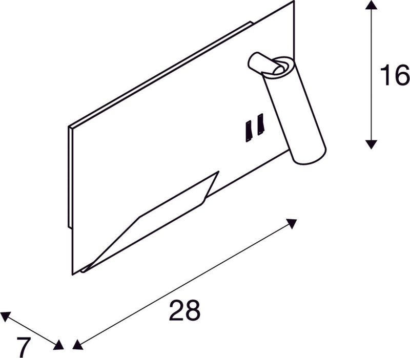 SOMNILA SPOT, indoor LED surface-mounted wall light 3000K black version right incl. USB connection