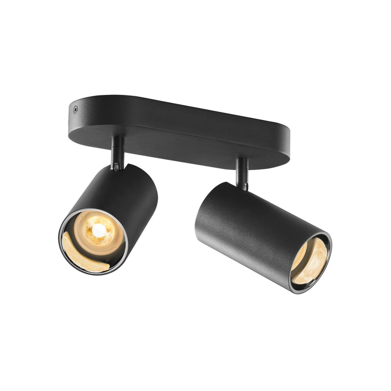 ASTO TUBE, ceiling-mounted light, cylindrical, GU10, 2x max. 10 W, black