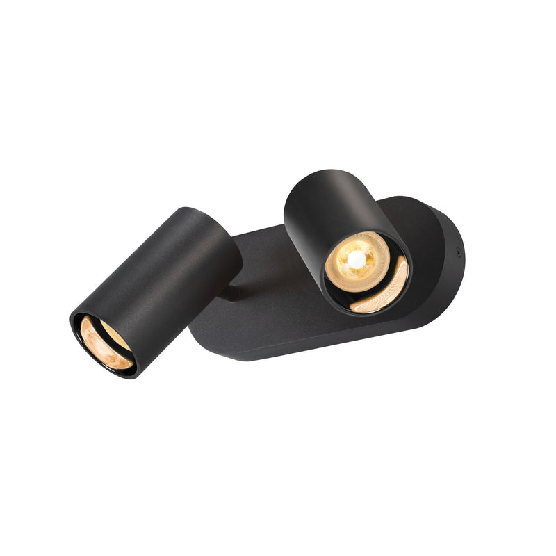 ASTO TUBE, ceiling-mounted light, cylindrical, GU10, 2x max. 10 W, black