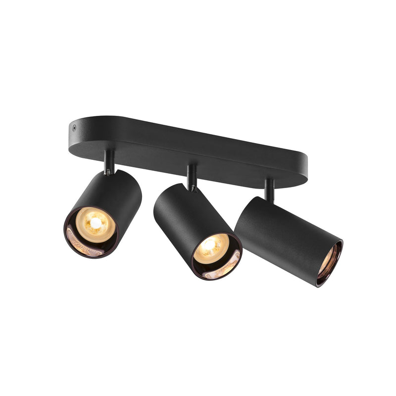 ASTO TUBE, ceiling-mounted light, cylindrical, GU10, 3x max. 10 W, black