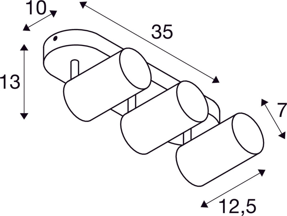 ASTO TUBE, ceiling-mounted light, cylindrical, GU10, 3x max. 10 W, black