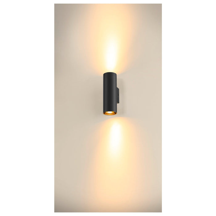 ASTO TUBE, wall-mounted light, cylindrical, GU10, 2x max. 10 W, black