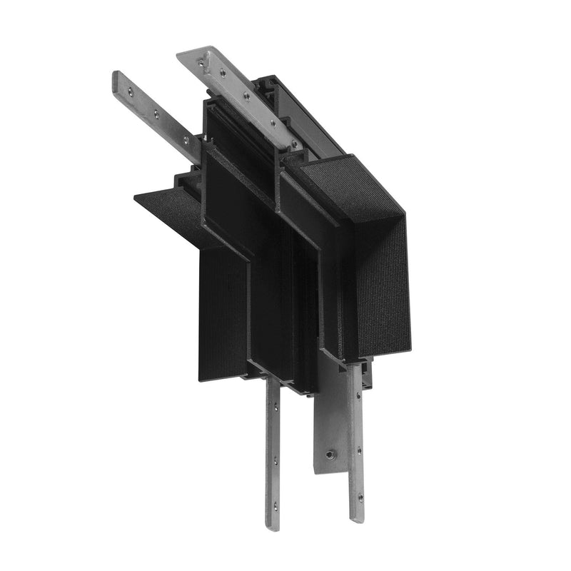 L-connector mechanical, 48V TRACK, for mounting track recessed, stereo, black