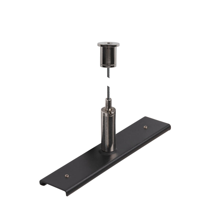 Track reinforcement plate with mounting set, 48V TRACK, 3m wire rope, black