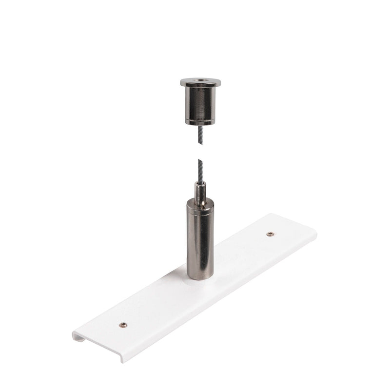 Track reinforcement plate with mounting set, 48V TRACK, 3m wire rope, white