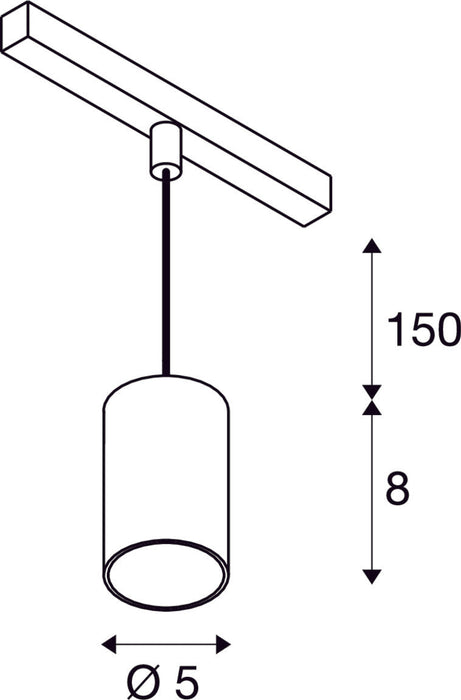 NUMINOS® XS 48V TRACK DALI, pendant light, black / chrome, 8.7W, 720lm, 3000K, CRI90, 55°