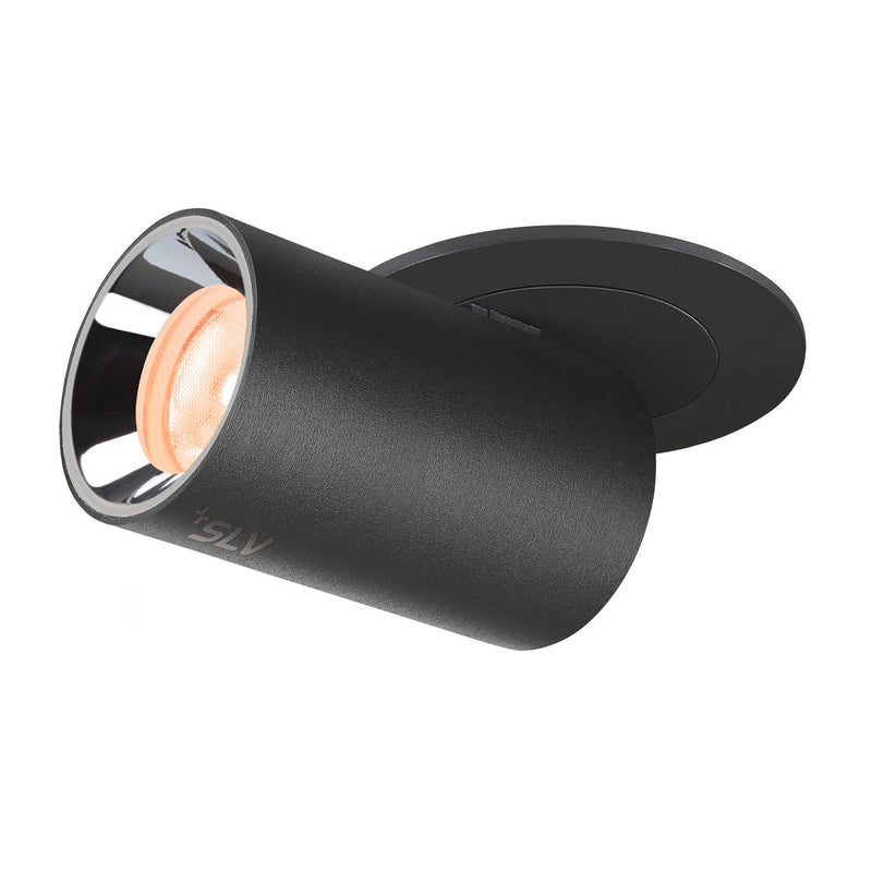 NUMINOS PROJECTOR XS recessed ceiling light, 2700 K, 20°, cylindrical, black / chrome