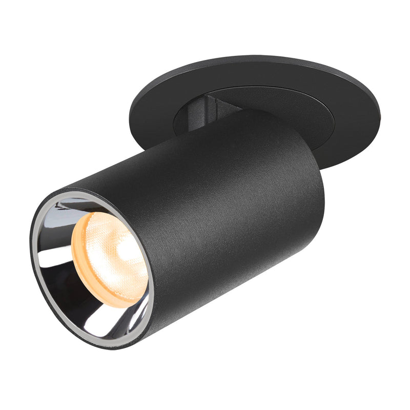NUMINOS PROJECTOR XS recessed ceiling light, 3000 K, 55°, cylindrical, black / chrome