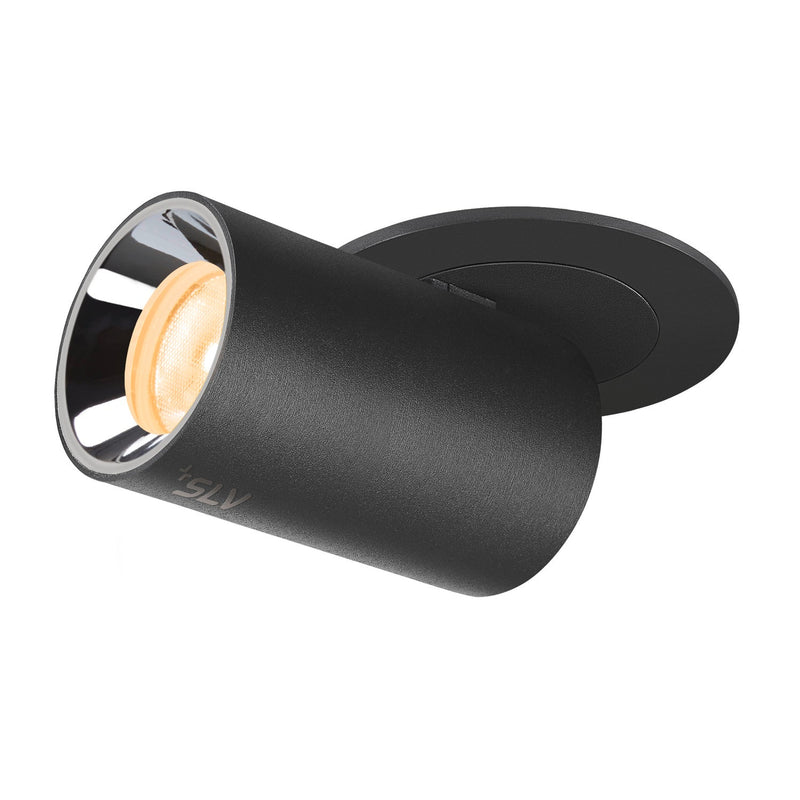 NUMINOS PROJECTOR XS recessed ceiling light, 3000 K, 55°, cylindrical, black / chrome