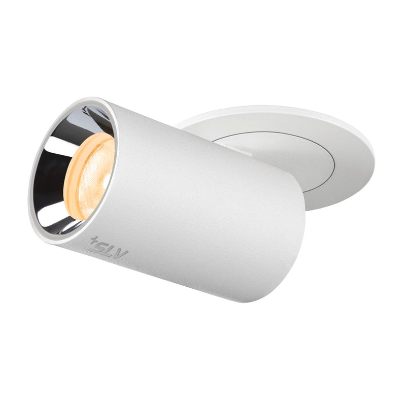 NUMINOS PROJECTOR XS recessed ceiling light, 3000 K, 40°, cylindrical, white / chrome