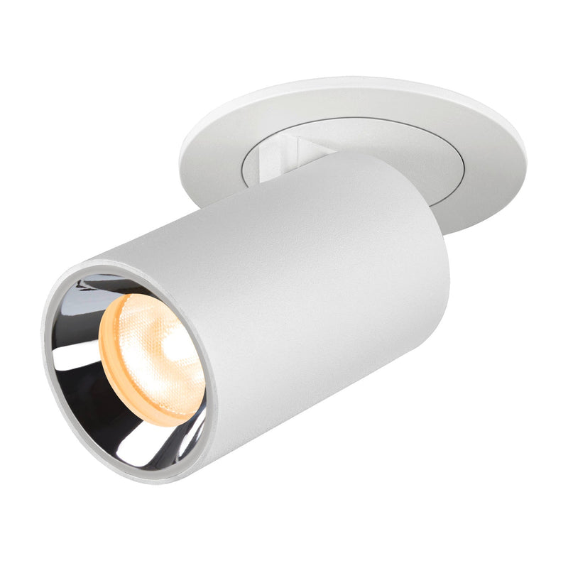 NUMINOS PROJECTOR XS recessed ceiling light, 3000 K, 55°, cylindrical, white / chrome