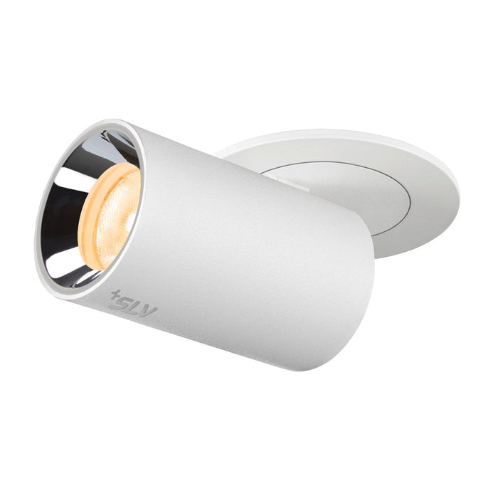 NUMINOS PROJECTOR XS recessed ceiling light, 3000 K, 55°, cylindrical, white / chrome