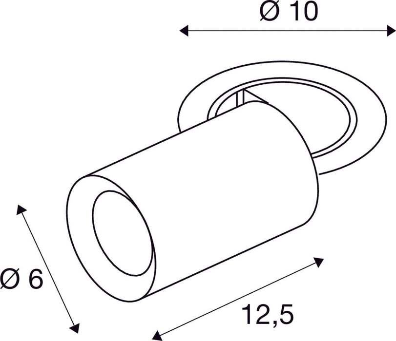 NUMINOS PROJECTOR S recessed ceiling light, 2700 K, 55°, cylindrical, white / chrome