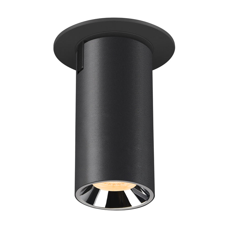 NUMINOS PROJECTOR S recessed ceiling light, 3000 K, 40°, cylindrical, black / chrome