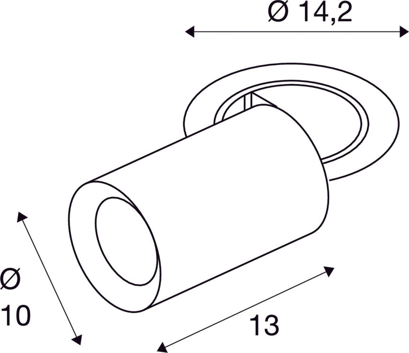 NUMINOS PROJECTOR L recessed ceiling light, 2700 K, 55°, cylindrical, white / chrome