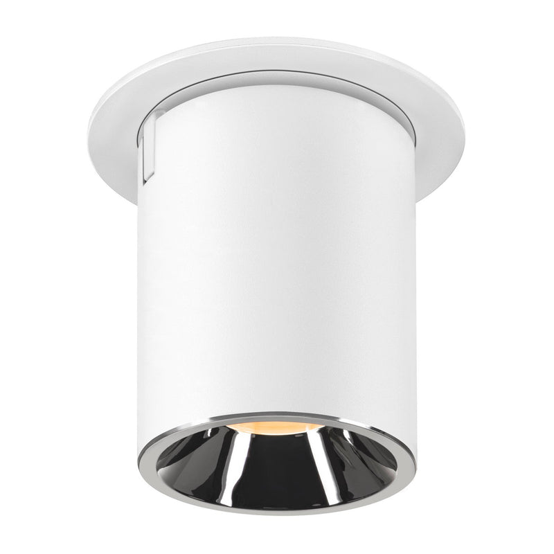 NUMINOS PROJECTOR L recessed ceiling light, 3000 K, 40°, cylindrical, white / chrome